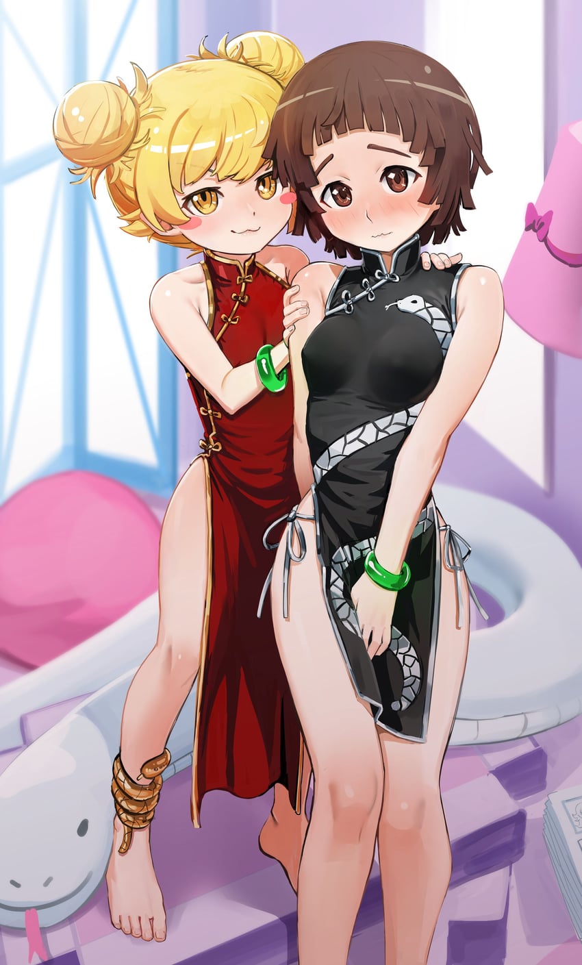 oshino shinobu and sengoku nadeko (monogatari) drawn by ricman_rt