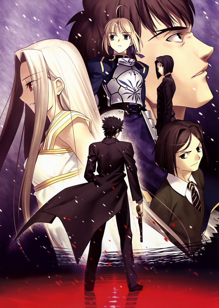 artoria pendragon, saber, kotomine kirei, waver velvet, emiya kiritsugu, and 2 more (fate and 1 more) drawn by takeuchi_takashi