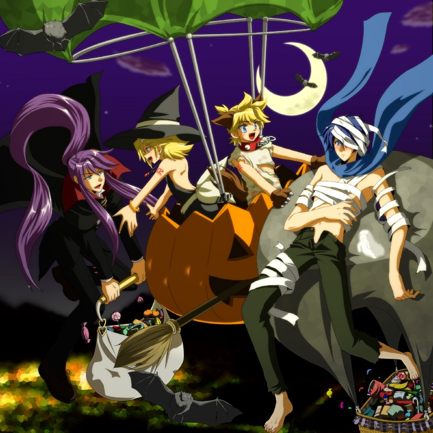 kagamine rin, kagamine len, kaito, and kamui gakupo (vocaloid) drawn by aida_ayako