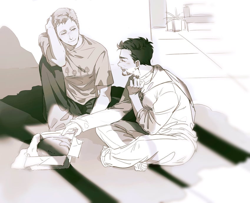 steve rogers and tony stark (marvel and 2 more) drawn by uniiii