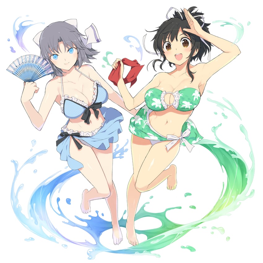 yumi and asuka (senran kagura and 2 more) drawn by yaegashi_nan