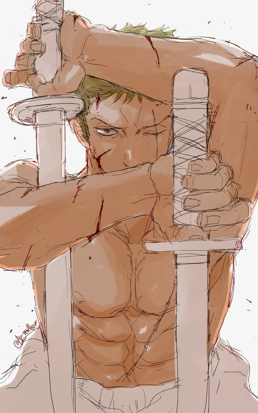 roronoa zoro (one piece) drawn by az_mellow