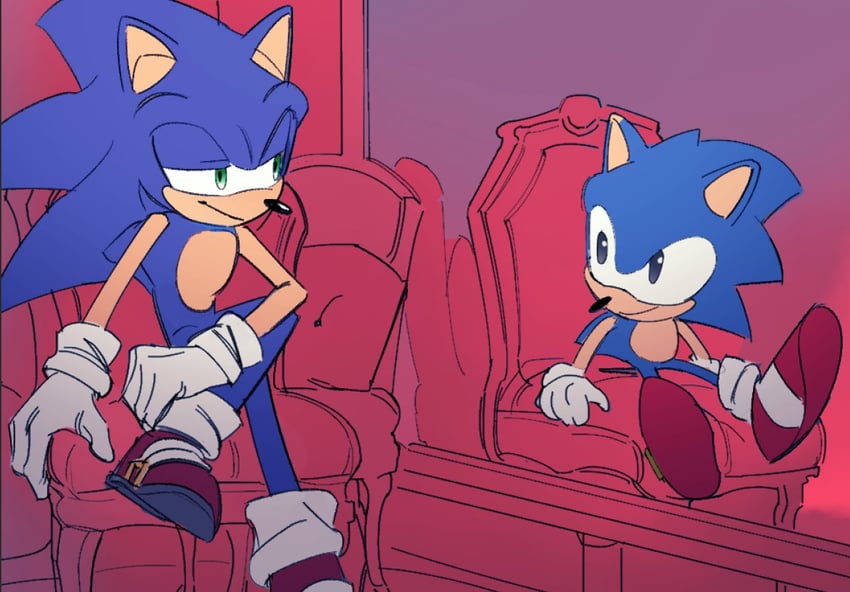 sonic the hedgehog and classic sonic (sonic and 1 more) drawn by anhoang_i
