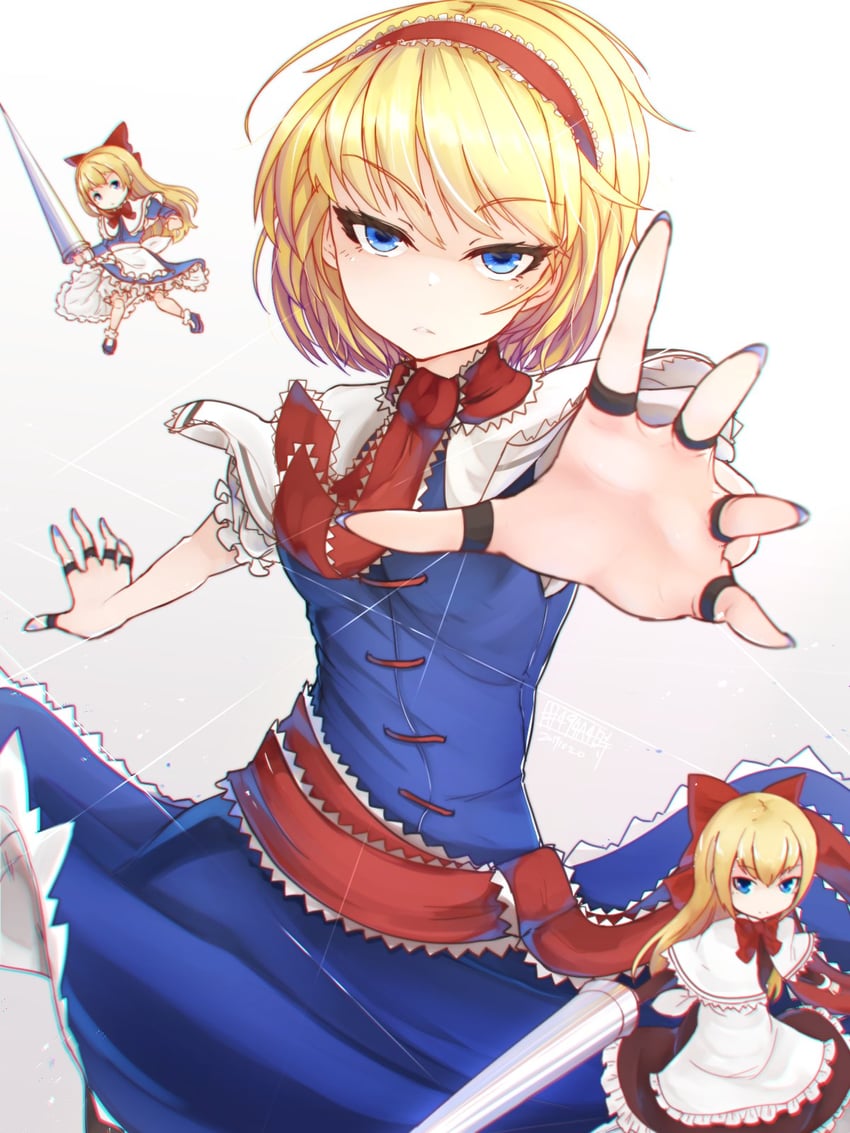 alice margatroid, shanghai doll, and hourai doll (touhou) drawn by senzaicha_kasukadoki