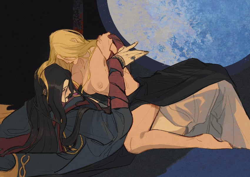 queen marika the eternal and rennala queen of the full moon (elden ring) drawn by brush_(brush2h)