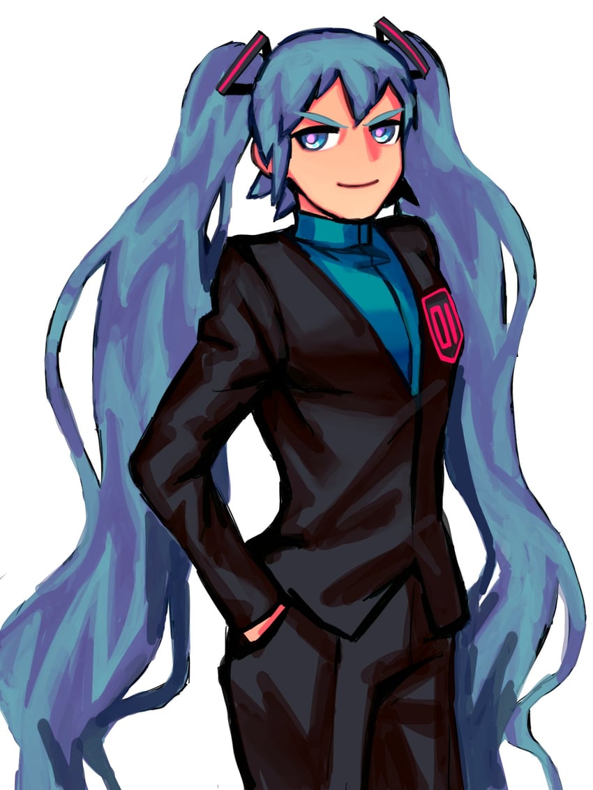 hatsune miku and giovanni (pokemon and 2 more) drawn by medi_(medichamcham)