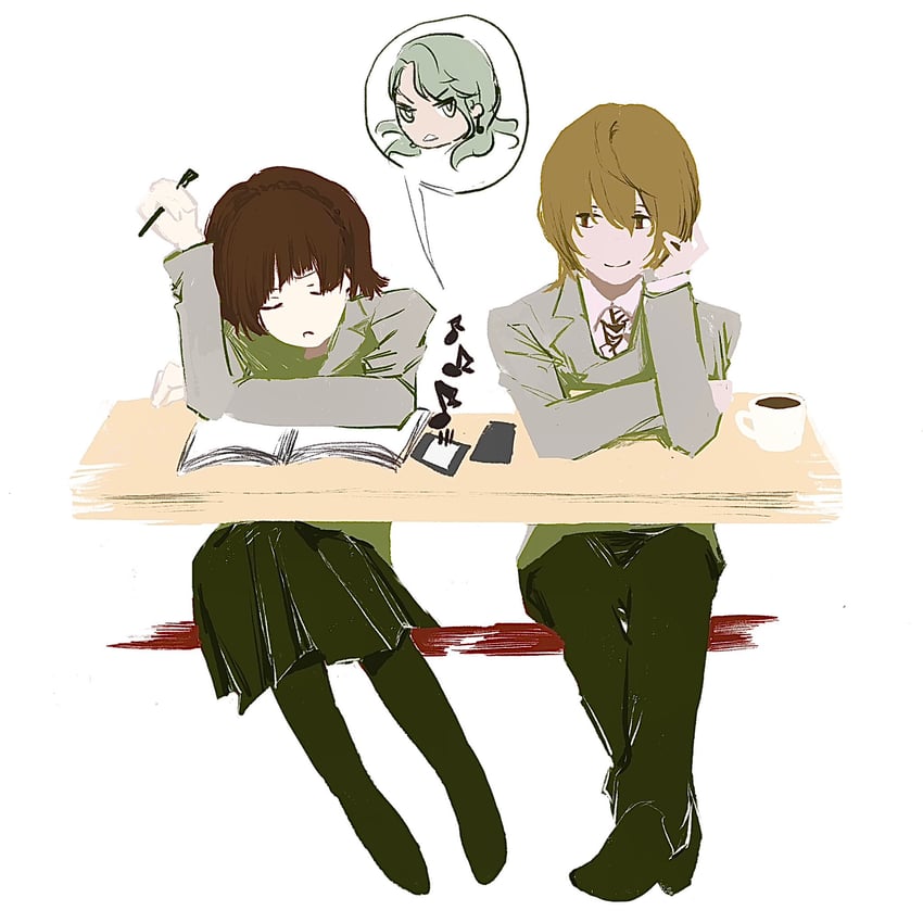 niijima makoto, akechi gorou, and niijima sae (persona and 1 more) drawn by minami0668