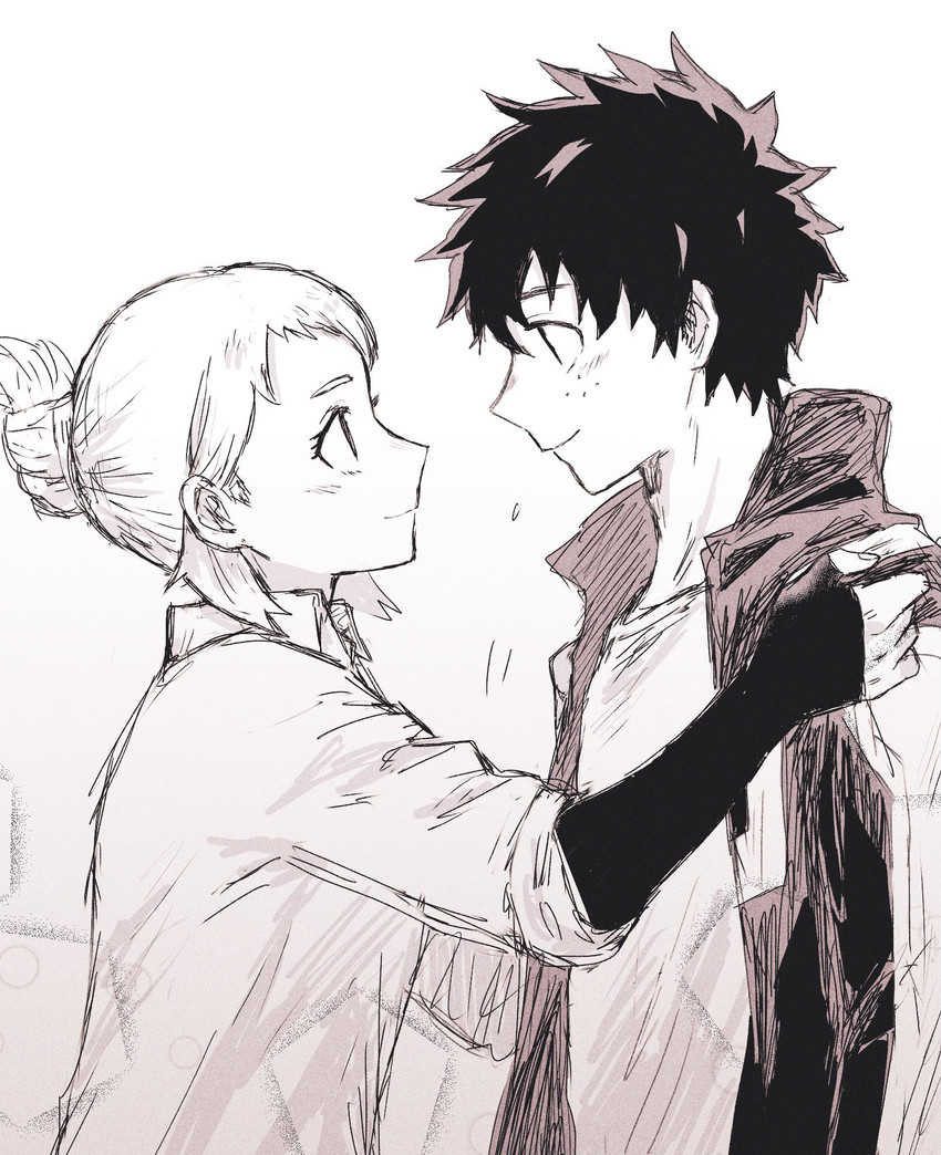 midoriya izuku and uraraka ochaco (boku no hero academia) drawn by mashiro_haneda