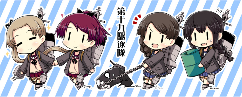 shikinami, ayanami, i-class destroyer, isonami, and uranami (kantai collection) drawn by toda_kazuki