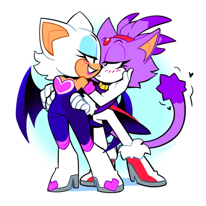 blaze the cat and rouge the bat (sonic) drawn by alfiasaee