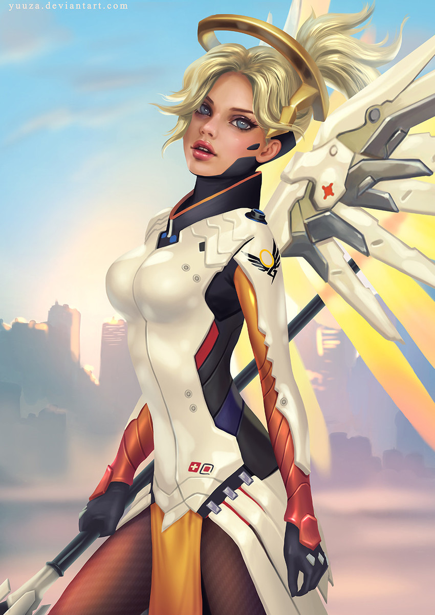mercy (overwatch and 1 more) drawn by oana_birtea