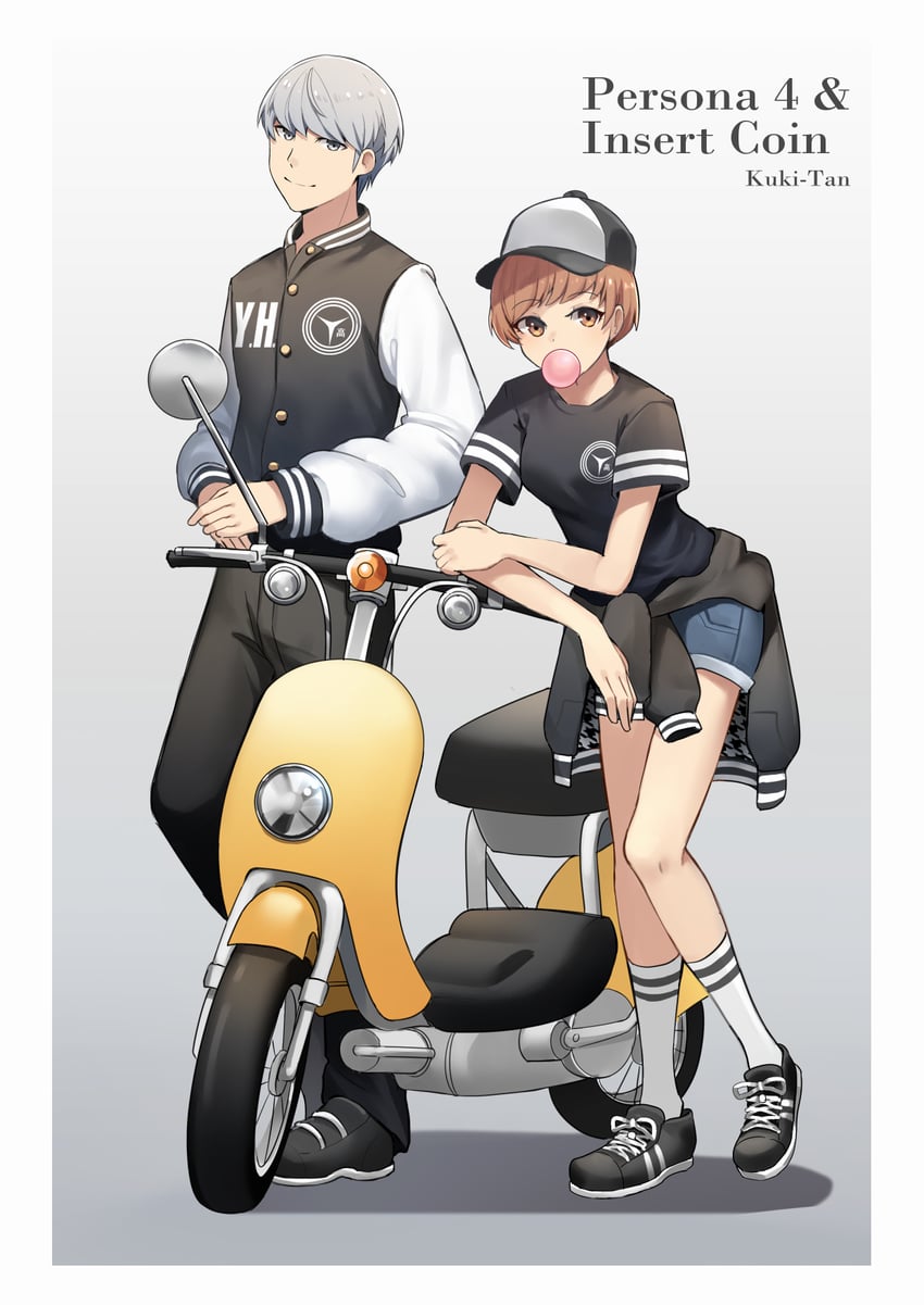 narukami yu and satonaka chie (persona and 1 more) drawn by kuki_tan