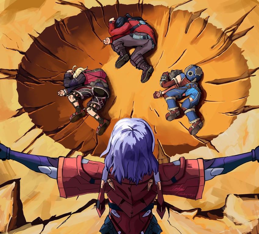 rex, shulk, noah, and elma (dragon ball and 6 more) drawn by loukyiakiya