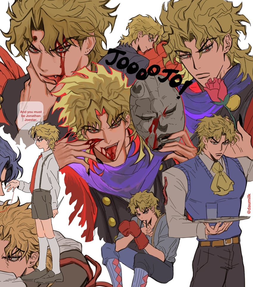 dio brando (jojo no kimyou na bouken and 1 more) drawn by shuaitofu