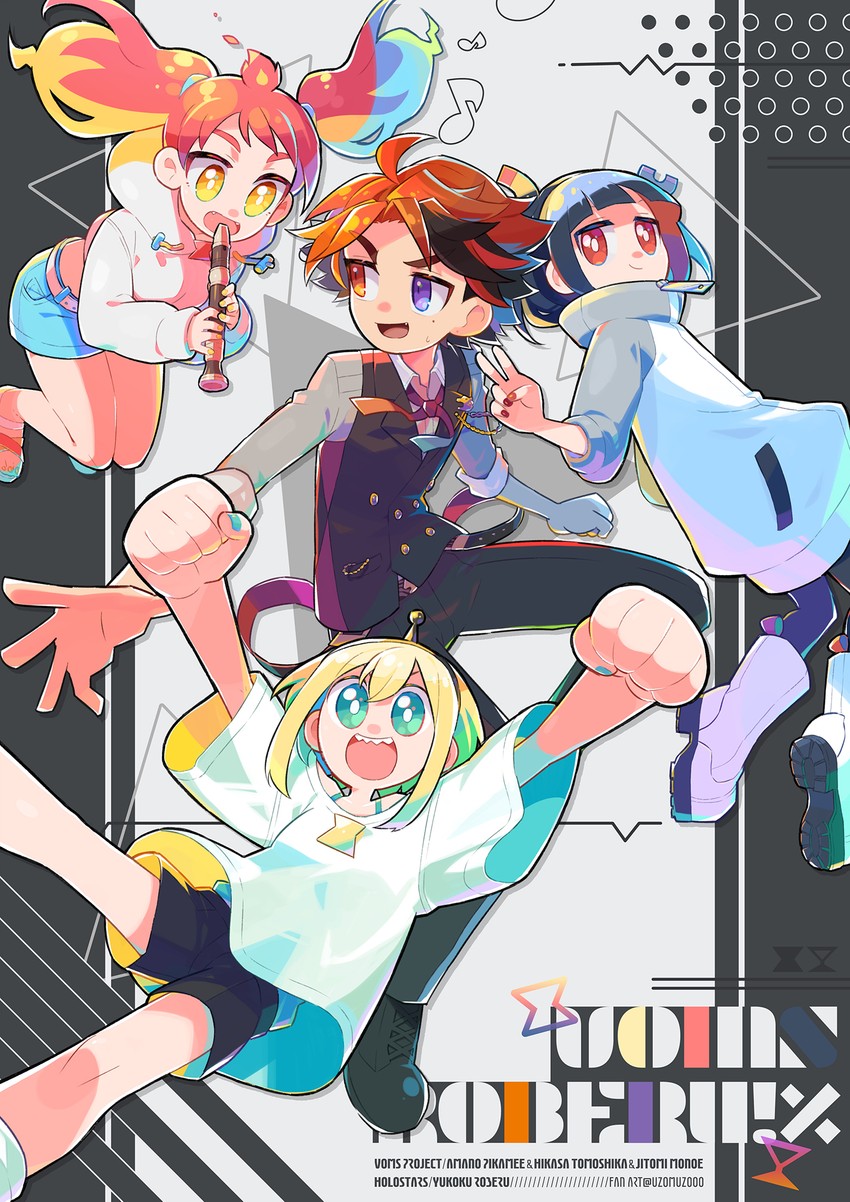 amano pikamee, yukoku roberu, hikasa tomoshika, and jitomi monoe (holostars and 1 more) drawn by toyama96