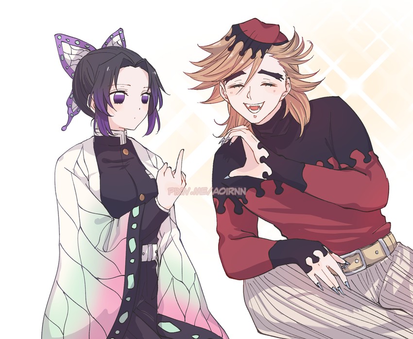 kochou shinobu and douma (kimetsu no yaiba) drawn by aoirnn