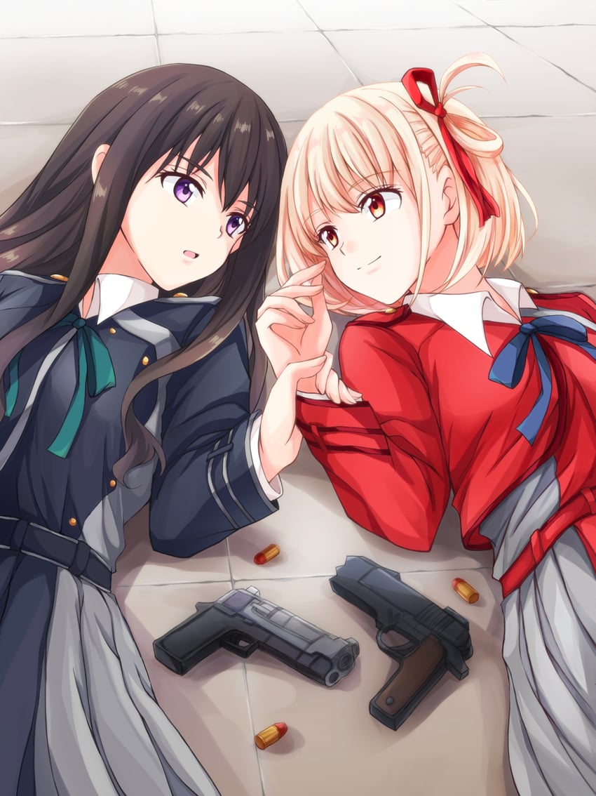 nishikigi chisato and inoue takina (lycoris recoil) drawn by misuzu_(iridescence)