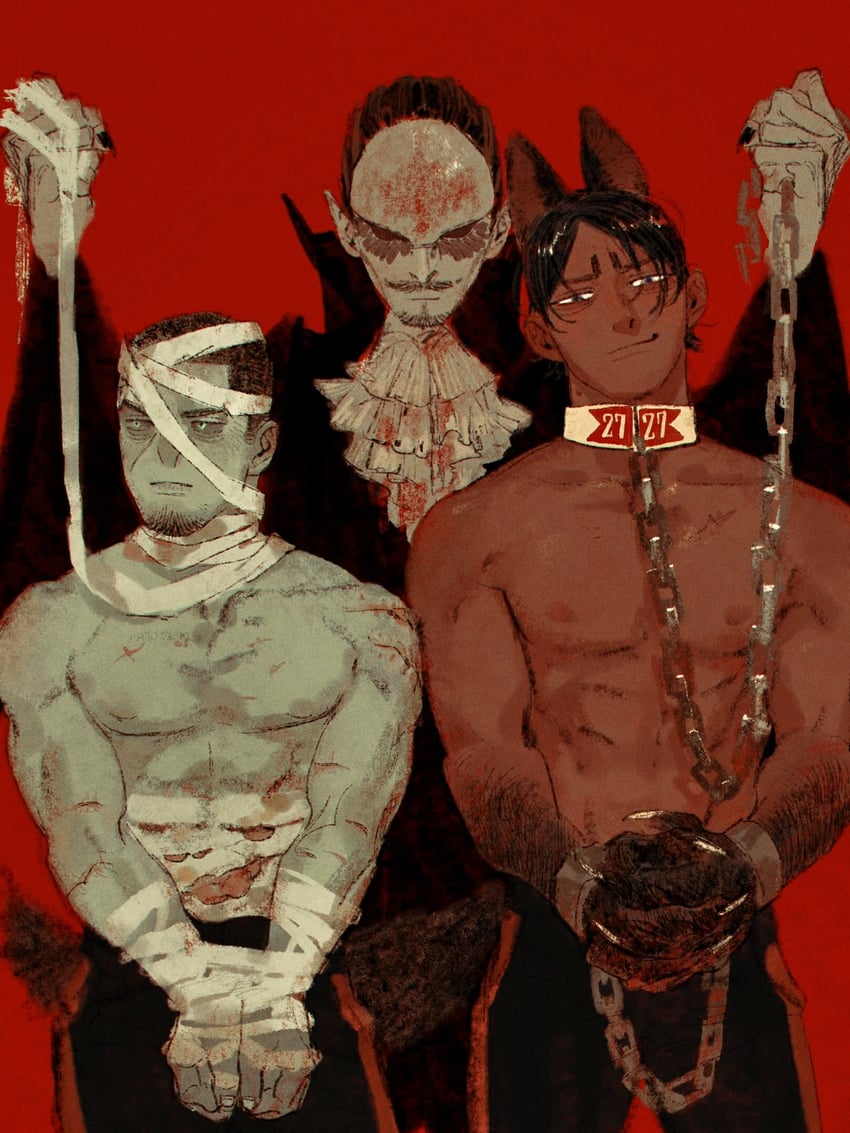 tsukishima hajime, koito otonoshin, and tsurumi tokushirou (golden kamuy) drawn by chengongzi123