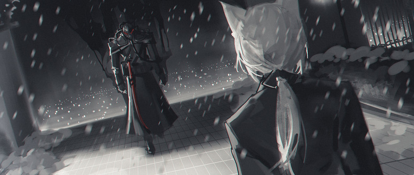 kal'tsit and emperor's blade (arknights) drawn by rhine_(overtonerhine)