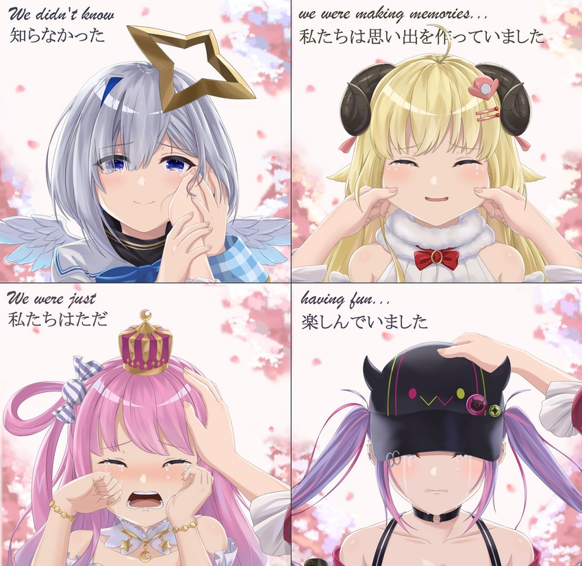 tokoyami towa, amane kanata, kiryu coco, tsunomaki watame, and himemori luna (hololive) drawn by gardavwar