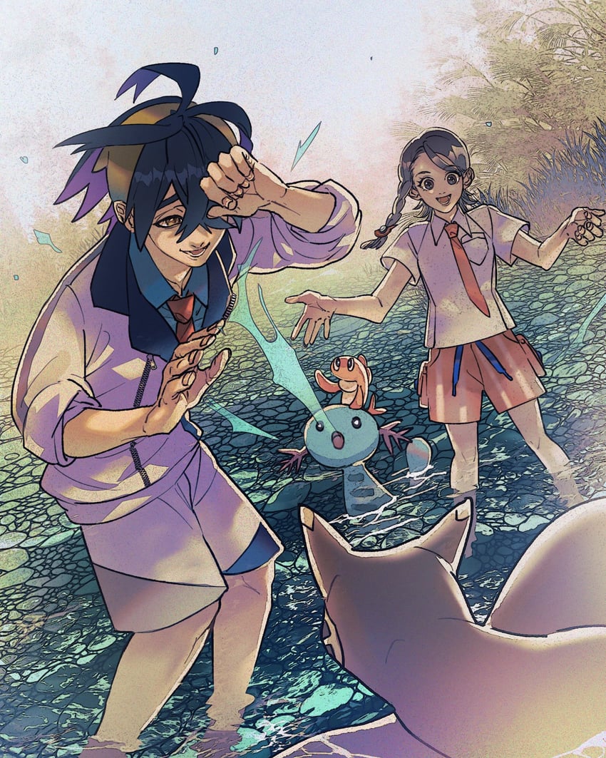 kieran, juliana, furret, wooper, and tatsugiri (pokemon and 1 more) drawn by stb81370884