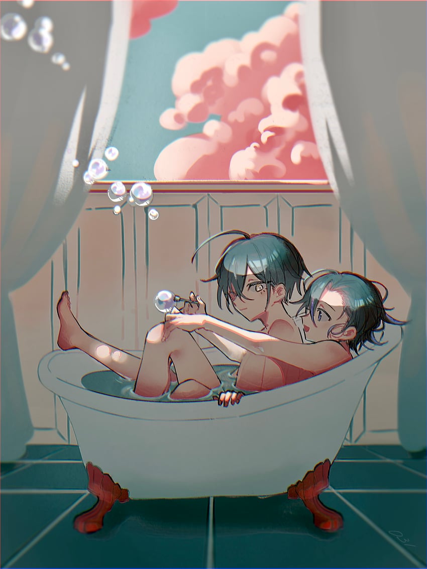 oma kokichi and saihara shuichi (danganronpa and 1 more) drawn by ze_ro_saiji