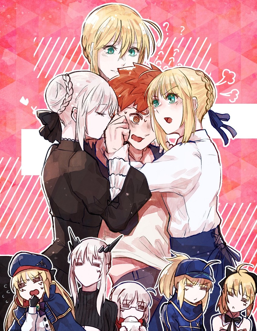 artoria pendragon, saber, emiya shirou, saber alter, artoria caster, and 3 more (fate and 3 more) drawn by yamano_udumi