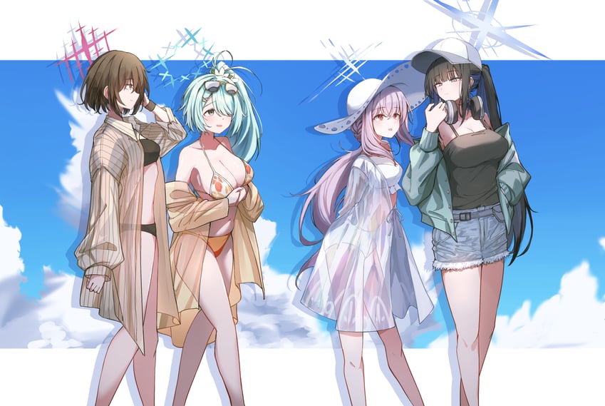 saori, atsuko, hiyori, and misaki (blue archive) drawn by kiyakyuu