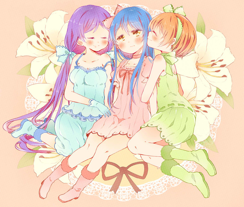 tojo nozomi, sonoda umi, and hoshizora rin (love live! and 1 more) drawn by momonomi_(pekakisukisukisu)