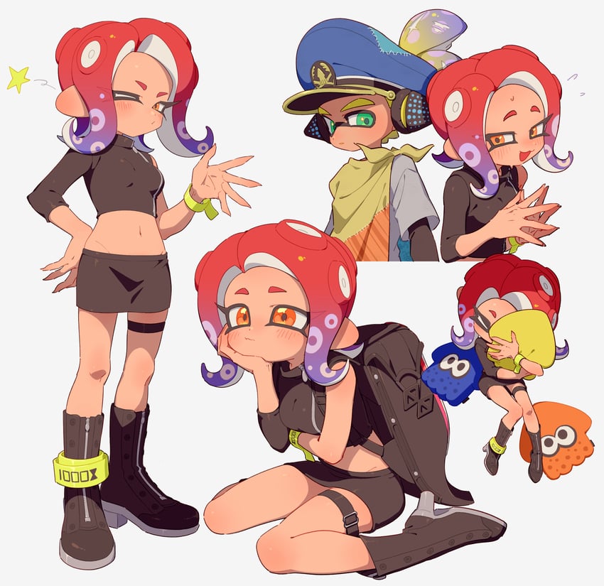 agent 8, agent 3, and captain 3 (splatoon and 3 more) drawn by surume01417