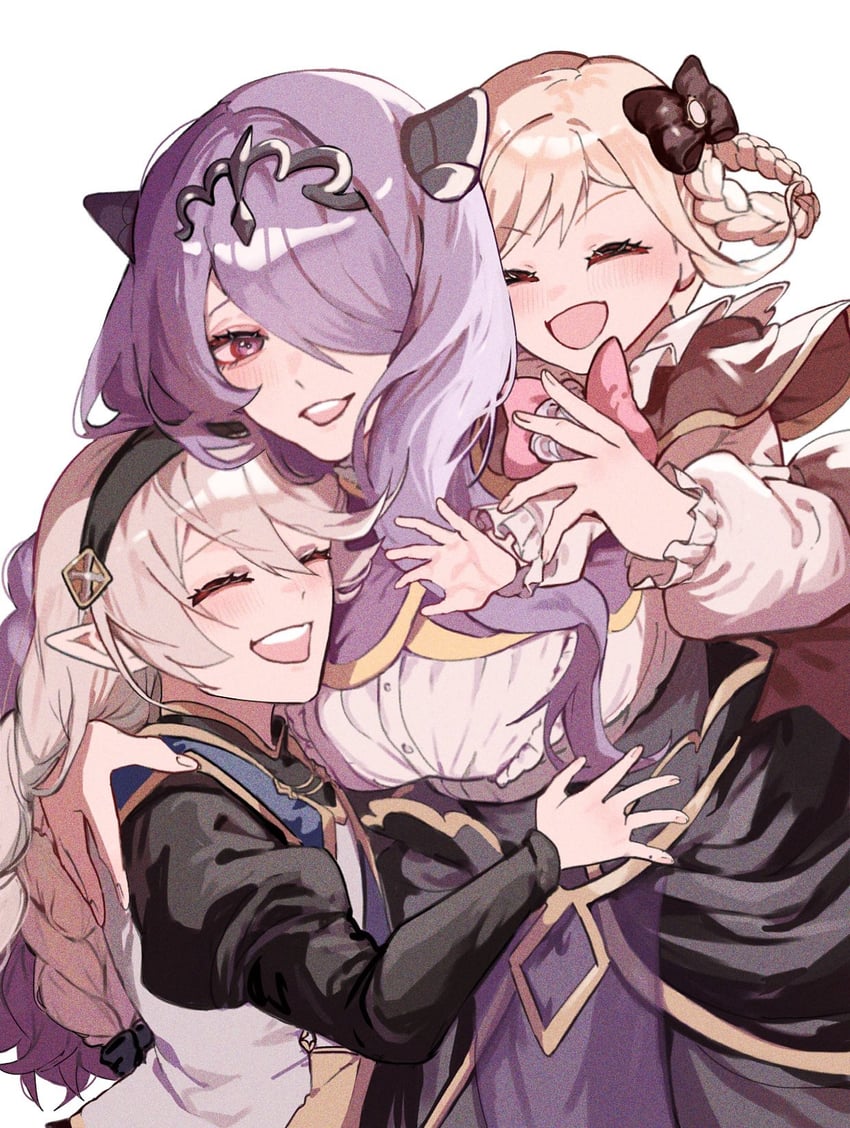female corrin, camilla, and elise (fire emblem and 2 more) drawn by akitsu_123