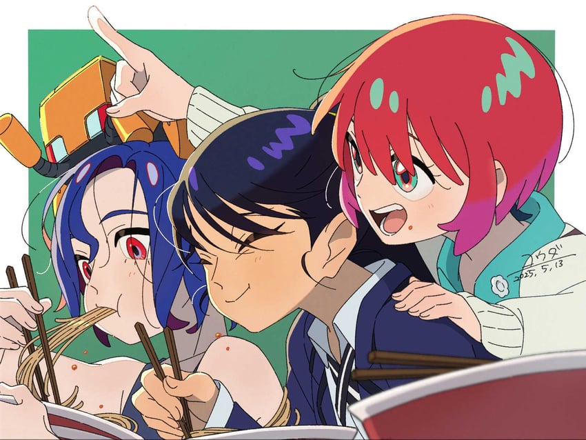 amate yuzuriha, shuji ito, and nyaan (gundam and 1 more) drawn by kouda_mana