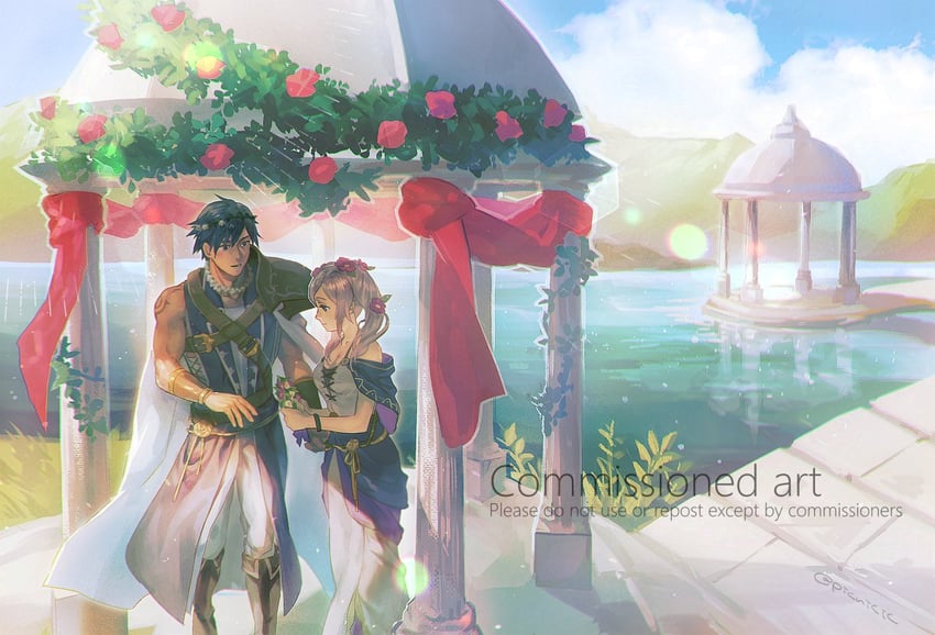 female robin and chrom (fire emblem and 2 more) drawn by picnicic
