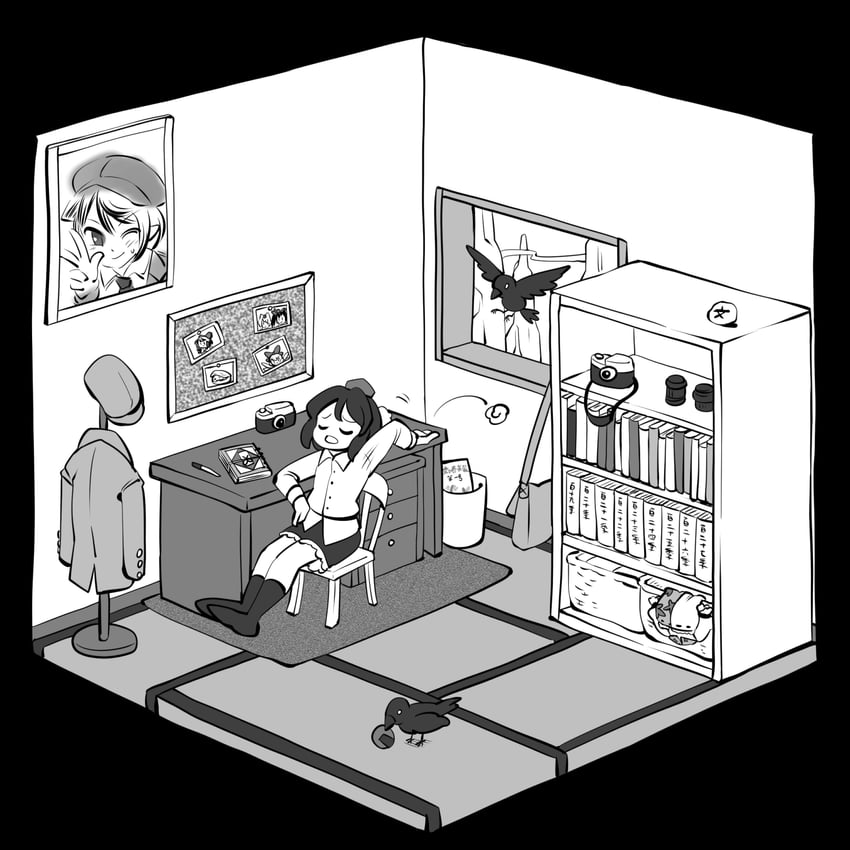 hakurei reimu, cirno, shameimaru aya, inubashiri momiji, and himekaidou hatate (touhou and 1 more) drawn by imijikumo36