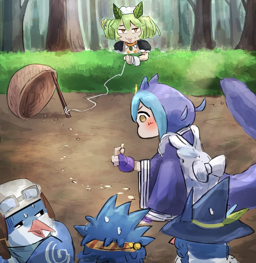 laundry dragonmaid, parlor dragonmaid, and floowandereeze & snowl (yu-gi-oh!) drawn by hatano_kiyoshi