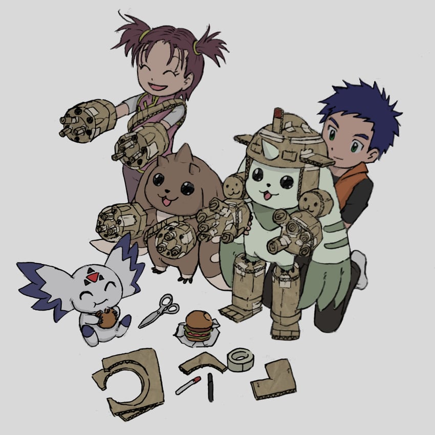 terriermon, lopmon, lee jianliang, culumon, saintgalgomon, and 1 more (digimon and 1 more) drawn by takeuchi_(rtakeuchi1535)