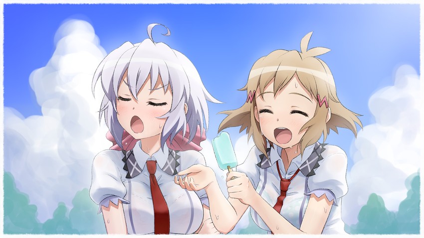 yukine chris and tachibana hibiki (senki zesshou symphogear) drawn by unyon