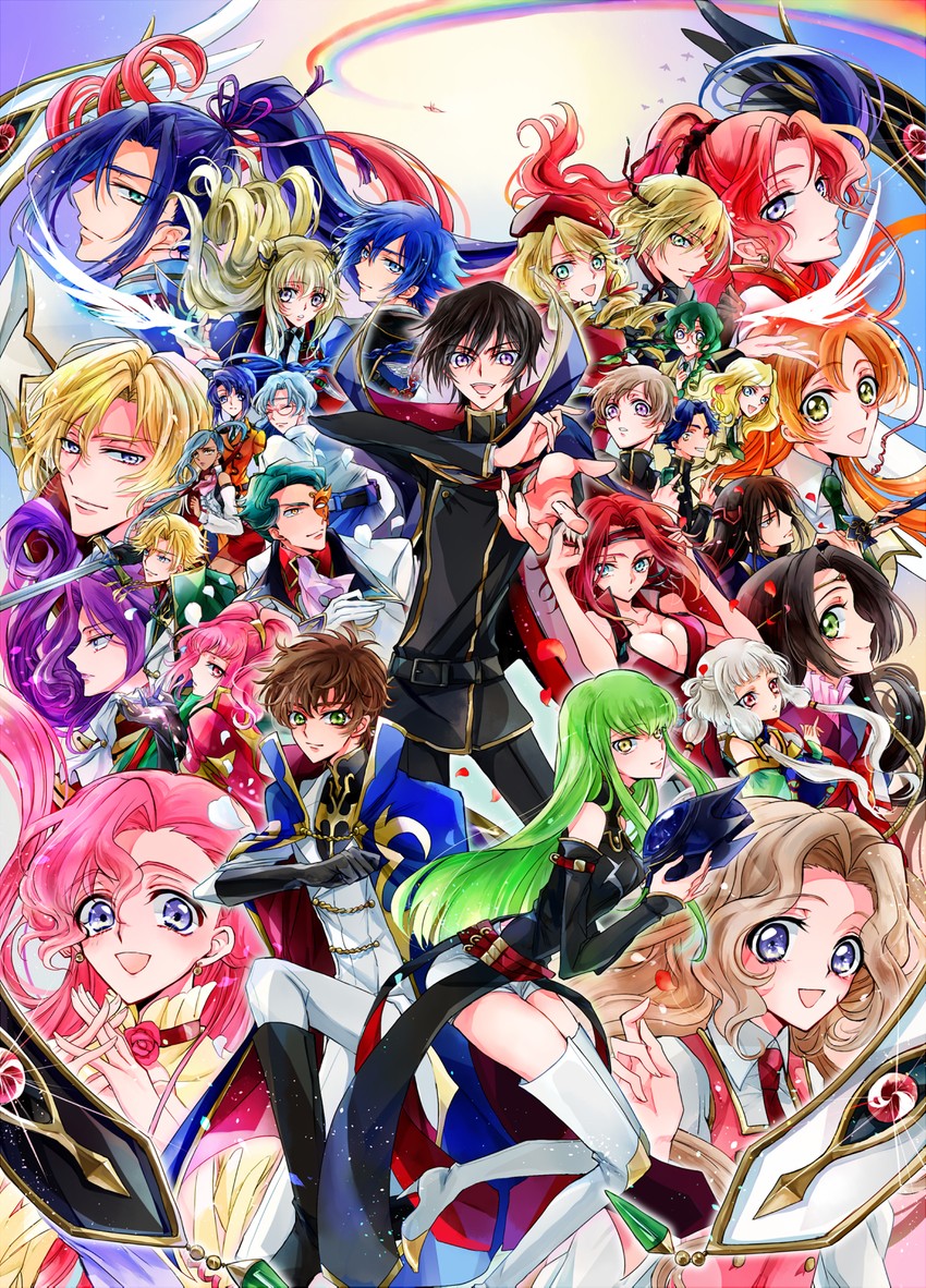c.c., lelouch vi britannia, kouzuki kallen, kururugi suzaku, nunnally vi britannia, and 23 more (code geass and 2 more) drawn by ilohasvio