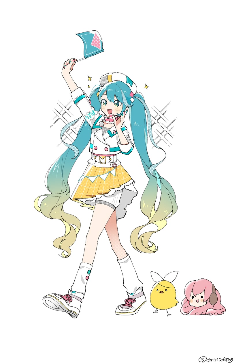 hatsune miku, kagamine rin, megurine luka, magical mirai miku, and takoluka (vocaloid and 1 more) drawn by omutatsu
