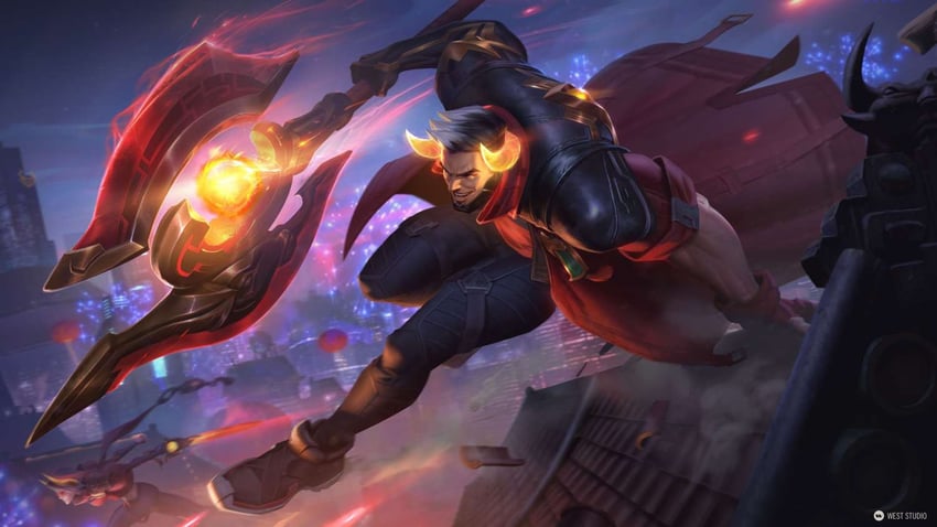 darius, fiora, lunar beast darius, and lunar beast fiora (league of legends) drawn by west_studio