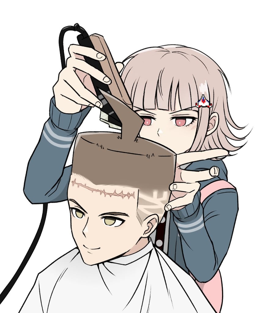 nanami chiaki and hinata hajime (danganronpa and 2 more) drawn by kmnm_1403