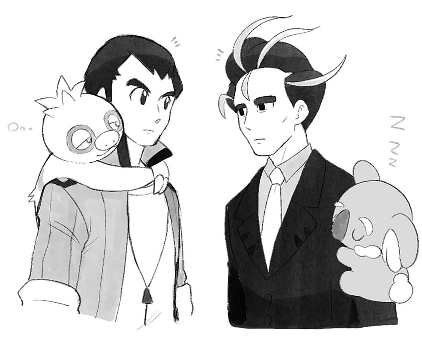 larry, komala, norman, and slakoth (pokemon and 2 more) drawn by hoshi_(star-name2000)