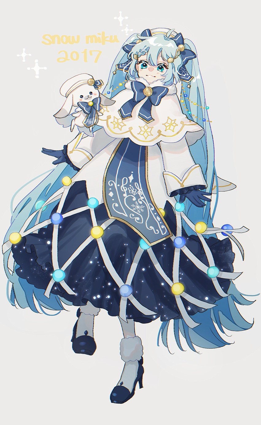 hatsune miku, yuki miku, and rabbit yukine (vocaloid) drawn by pecchii