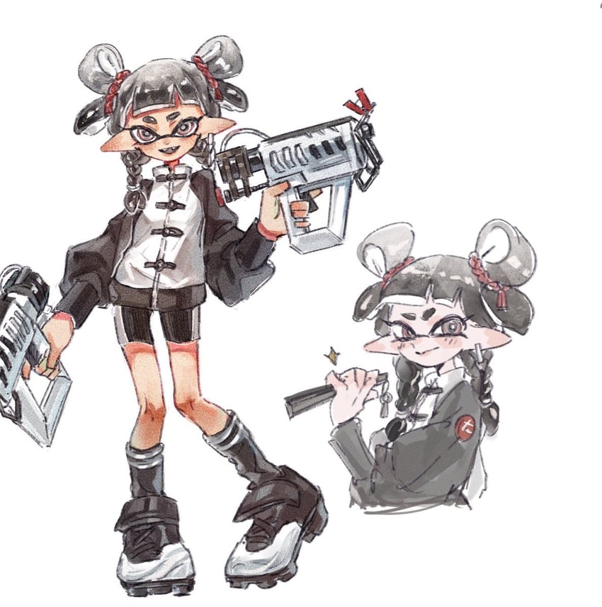 inkling player character and inkling girl (splatoon) drawn by gucandiyi52092