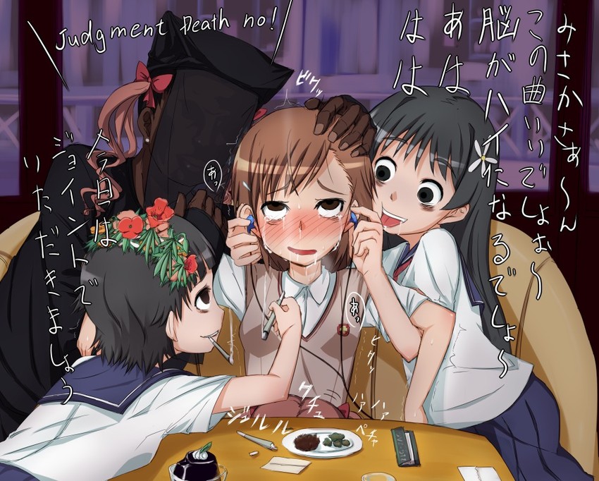 misaka mikoto, shirai kuroko, saten ruiko, and uiharu kazari (toaru majutsu no index and 1 more) drawn by 4shi