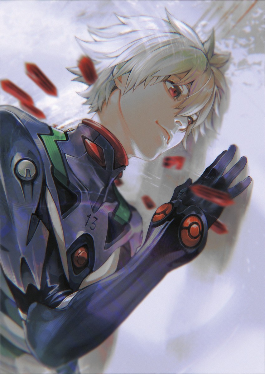 nagisa kaworu (neon genesis evangelion and 2 more) drawn by kyuuba_melo