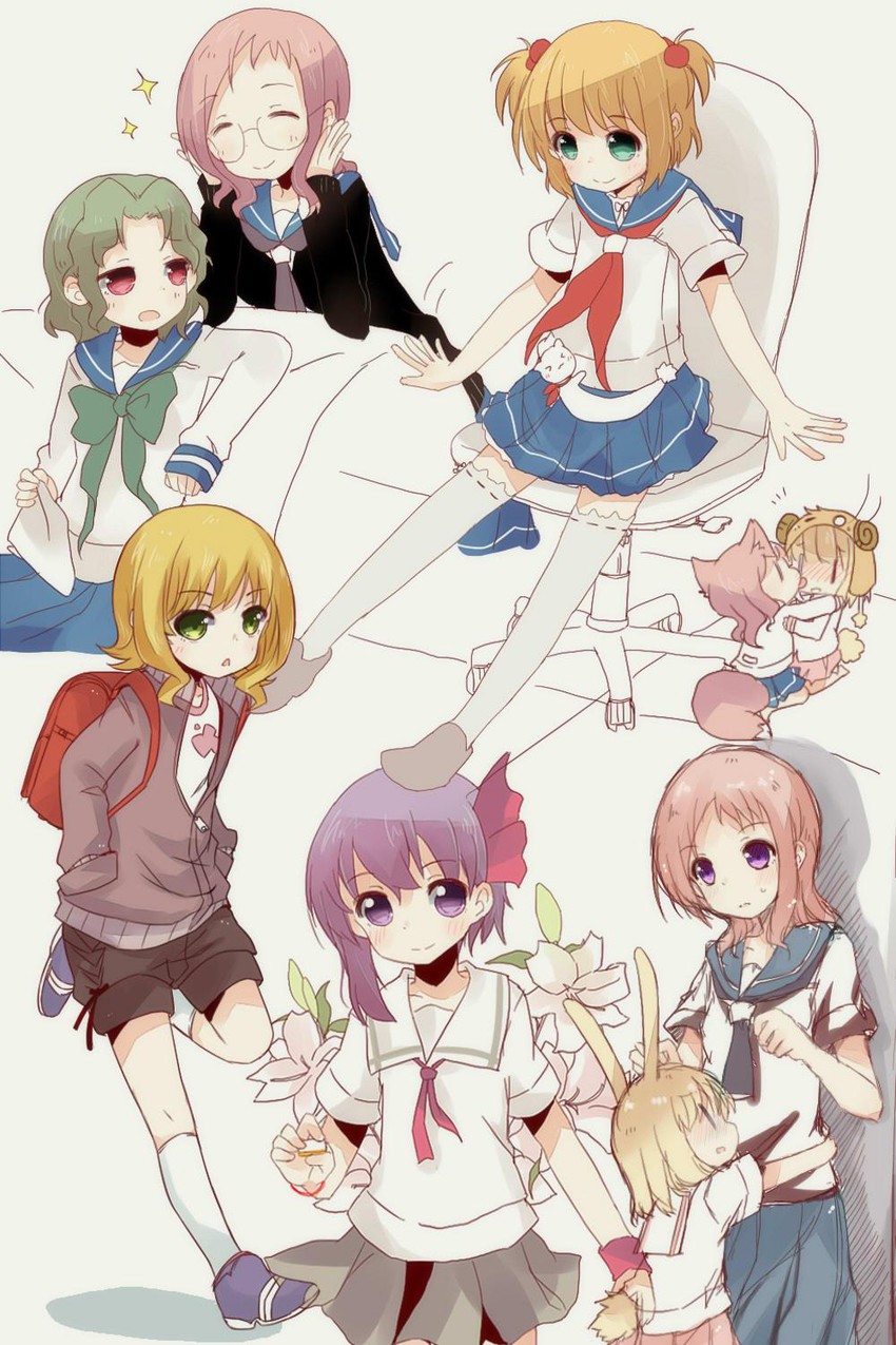 takei hisa, fukuji mihoko, kataoka yuuki, someya mako, yumeno maho, and 1 more (saki) drawn by fud
