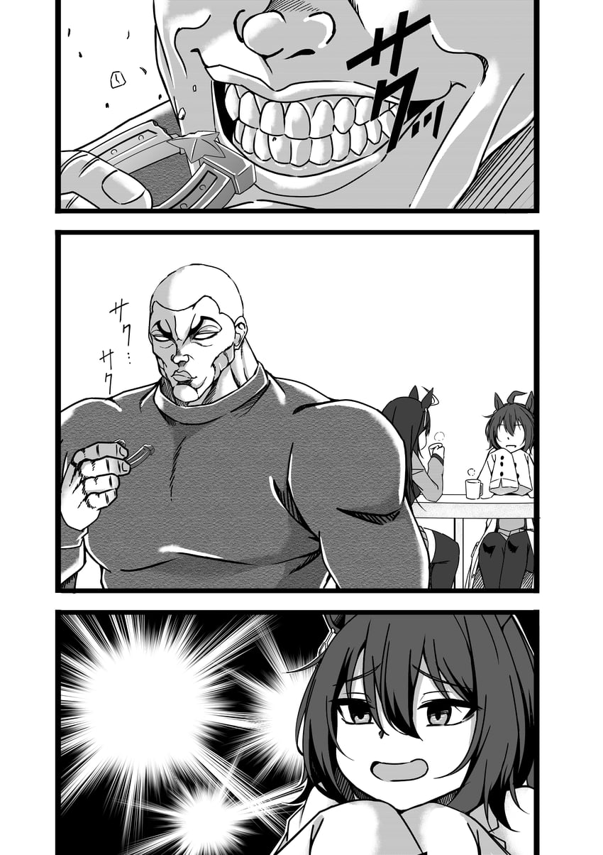 agnes tachyon, manhattan cafe, and jack hanma (umamusume and 1 more) drawn by muyoshito