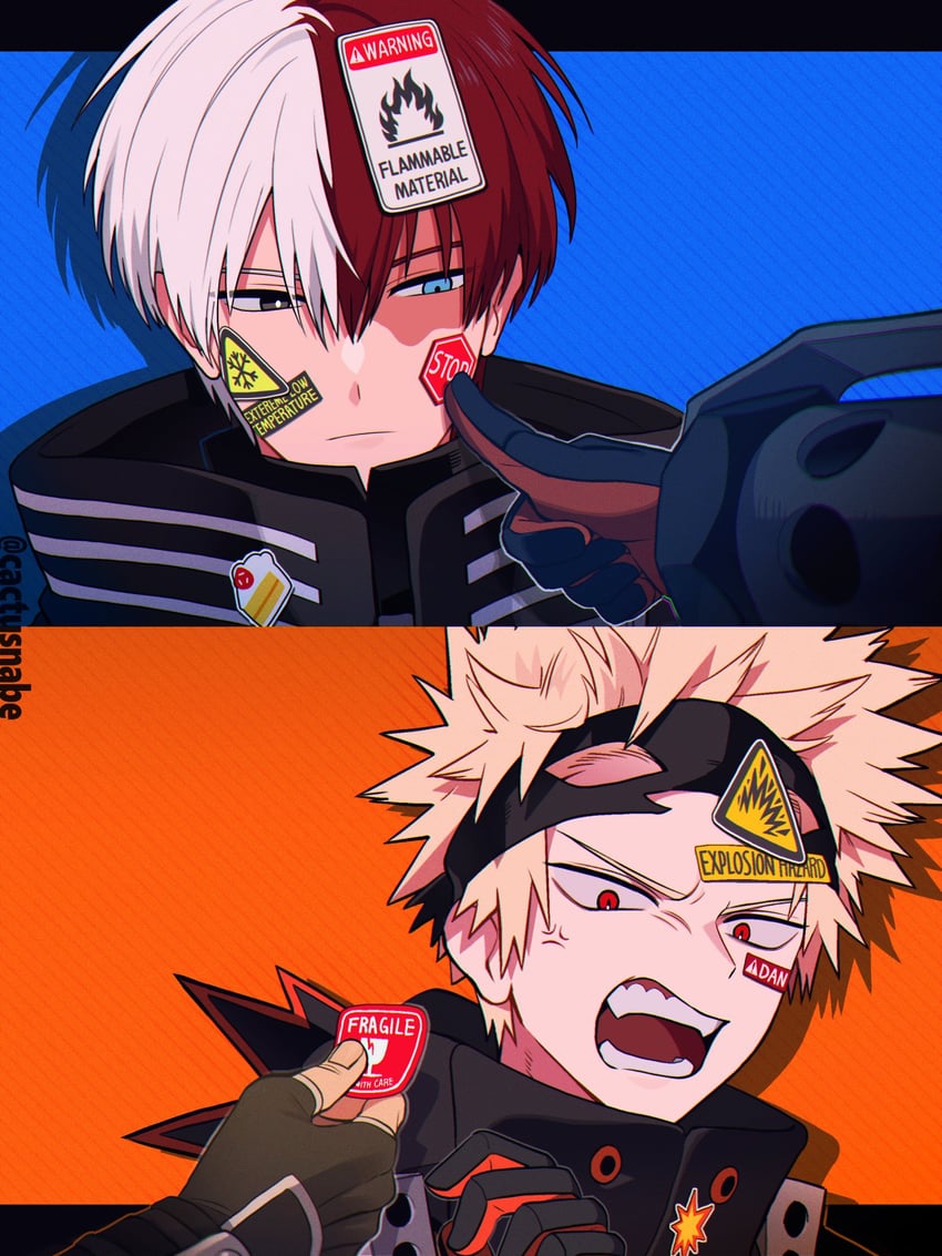 bakugou katsuki and todoroki shoto (boku no hero academia) drawn by cactusnabe