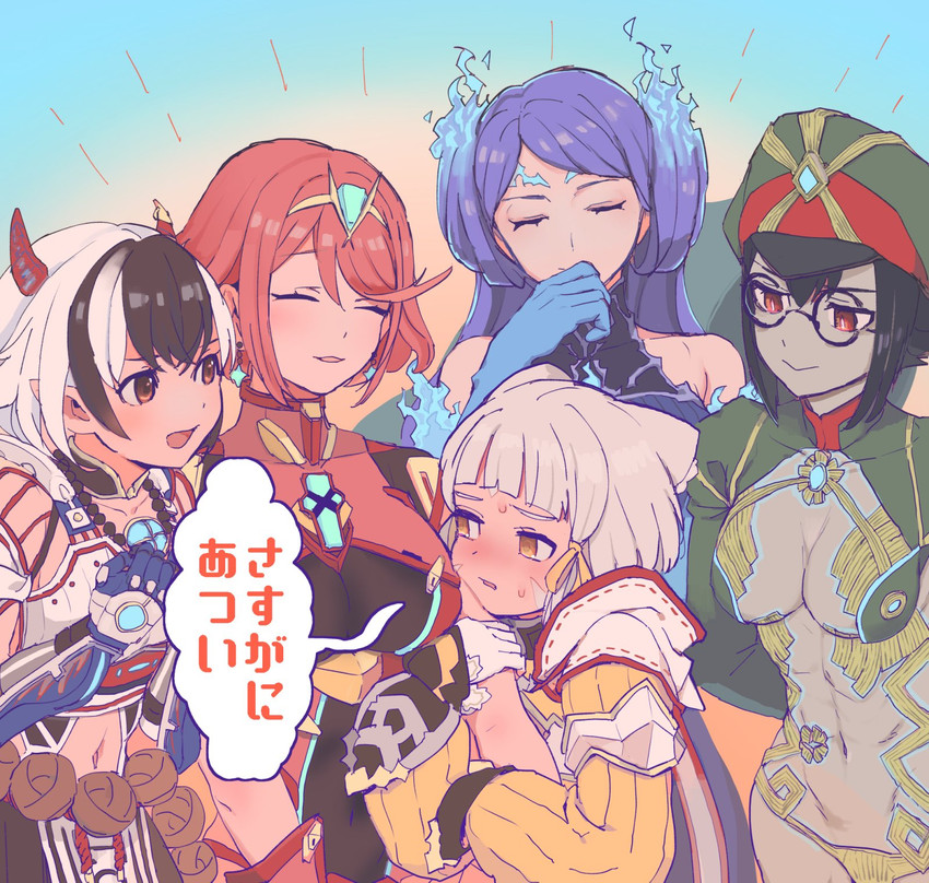 pyra, nia, brighid, crossette, and newt (xenoblade chronicles and 1 more) drawn by lobsterbaby99